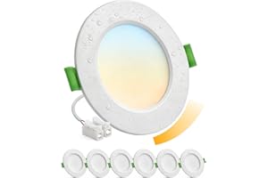 Bojim Plafon Downlight LED Interior Empotrable Techo Regulable 5W para Cocina Corte 68mm - 80mm, 220V 230V IP44 Ojos de Buey Luz Cálida Neutra Fría para Baño Ducha Salon, 6 Pack