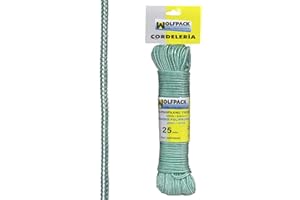 Wolfpack 16010045 - White and Green Braided Rope (Polypropylene, 25m Skein)