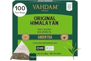 ‎VAHDAM VAHDAM, Grüner Tee Von Himalaya (100 Teebeutel) 100% Reiner & Aromatischer | Natürliche Grüntee Loses Blatt | Vegan, Glutenfrei, Laktosefrei | Frisch & Direkt Von Der Quelle In Indien | Grüner Tee