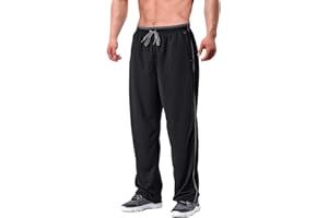 EKLENTSON Hommes Pantalon Survêtement Jogging Maille avec Poches Zippées Pantalon de Sport à Fond Ouvert