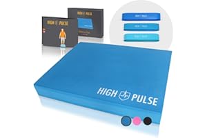 High Pulse Tappetino propriocettivo XXL (50x40x6 cm) incl. 3 Fasce Elastiche e Poster illustrativo – Balance Pad per Equilibrio propriocettivo nel Pilates, Yoga, e Allenamento (XXL)