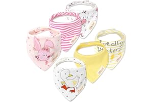 Minizone Baby Bandana Dribble Bibs 6PCS, Super Soft and Absorbent Pure Cotton Drool Bibs for Drooling and Teething for Boys Girls