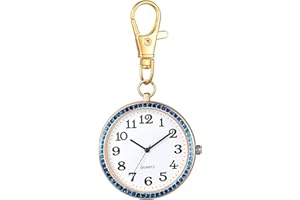 JewelryWe Karabiner Taschenuhr Karabineruhr mit Gravur Quarz Analog Uhr Strass Quarzuhr mit Schlüsselanhänger für Ärzte Krankenschwestern Sanitäter Köche