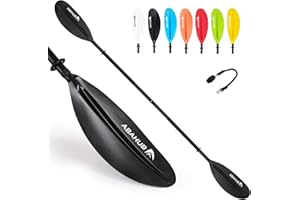 ‎ABAHUB Abahub 218/230/241cm Kajak Paddel Aluminium Doppelpaddel mit Paddelleine für Kajakfahren Ruderboot Kanusport Aluminiumlegierungs Schaft Kunststoff Klingen Schwarz/Weiß/Rot/Blau/Grün/Orange/Gelb