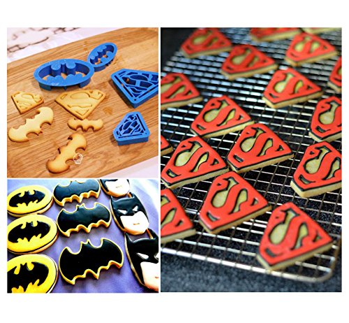 ilauke 4tlg. Keks Fondant Ausstecher Batman Super Hero Ausstechformen Superman Sugarcraft Cake Cookies Toast Cutter Dekoration Modellierwerkzeug Deko Stempel Set - 5