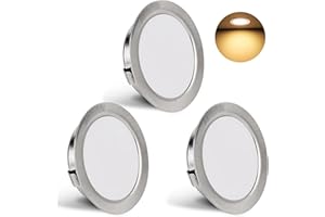 ‎YINDALUX YindaLux 3er Set LED Einbaustrahler 230V 3W 3000K Warmweiß, Ultra Flach 300LM Bohrloch 55-58mm und 15mm Flache, IP44 Möbeleinbauleuchte für Spiegelschrank, Gebürstet Nickel