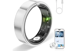 HPLSZCN Smart Ring for Women Men, Fitness Tracker with Sleep Tracker, Heart Rate, SpO2, Step Counter, Health Ring Compatible Android & iOS, (Silver, 9)