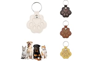 DINGYAMAOYI souvenir du chat poils, boite souvenir pour poils d'animaux de compagnie, pochette de rangement, porte-clés commémoratif en cuir en forme de patte de chien et chat (blanc)