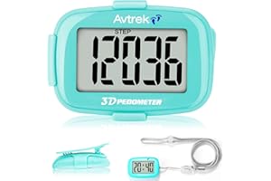 AVTREK Compteur de pas précis 3D pour la marche Jombo Numéros d'écran Podomètre Clip On pour la course à pied avec affichage du temps et rétroéclairage LED