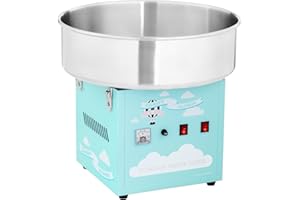 ‎ROYAL CATERING Royal Catering Zuckerwattemaschine Profi Cotton Candy Maschine RCZK-1200-BG (1200 W, Ø 52 cm, 1 Einheit / 30-60 s, separate Steuerung Thermostat und Rotation, inkl. Messlöffel) Türkis