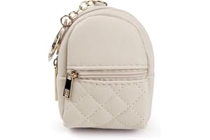 AfitLulu Estuche para pintalabios, bolsa de cosméticos, pequeño, mini mochila con forma de llavero y bolsillo con cremallera de 2 capas, piel sintética para guardar llaves de monedas, lápiz labial,