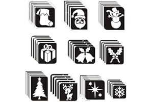 GLITTER BODY ART LTD Christmas themed Glitter Tattoo Stencils 50 pack - Perfect for kids temporary tattoos at christmas parties & events
