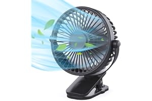 AMBITELLIGENCE Portable Clip on Fan, Small Powerful USB Desk Fan, 3 Speed Quiet Rechargeable Mini Table Fan,Battery Operated 360° Rotate Cooling Fan for Home Office Travel Outdoor/Indoor Treadmill(black)
