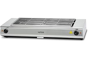 EBERTH vertes Barbecue Elettrico Griglia Elettrica BBQ, 4800W, Acciaio Inox, 2x Temperatura Regolabile a Max. 500°C, Vassoio di Raccolta del Grasso, Griglia 76,5 x 23,5 cm, Piedini in Gomma Antiscivolo