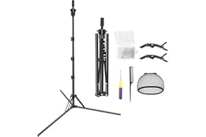 QUANMINXF 63 Inch Wig Stand Tripod, Mannequin Head Stand, Training Head Stand Tripod, Hairdressing Doll Mannequin Head Stand for Mannequin Head, Canvas Foam Head, Manikin head for Wigs (Black)