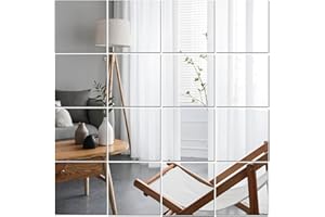 Lokiiz 10/16 Pcs Acrylic Mirrors Stickers for Walls, HD Mirror DIY Tiles, Non Glass Shatterproof Wall-Mounted Mirrors, Stick On Mirror Makeup Home Workout Gym Hallway Self Adhesive