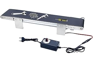 KENSBRO Mini Convoyeur Automatique en Acier Inoxydable, Dc 12 V Bande Transporteuse éLectrique de Bureau -Vitesse RéGlable, Bande Transporteuse Automatique,Adapté Pour Appareil ExpéRience de Friction