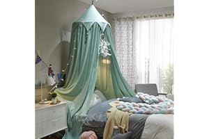 Surwin Bed Canopy for Girls Lake Green, Round Dome Children Mosquito Net Protection Canopy | Kids Bedroom Nursery Decorations Hanging Curtain | Princess Play Tent
