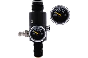 TUXING 4500PSI Paintball Tanque de Aire Válvula Reguladora Guage, Regulador de Paintball de Aluminio Duradero,para Industrial,M18*1.5, (Entrada 4500psi, Salida 2200psi)