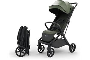 Kinderkraft NUBI 3 Silla de paseo compacta y ligera, hasta 22 kg, Buggy, con plegado automático, capota impermeable, UPF50+, Ligero 8,7 kg, posición reclinada, arnés de seguridad de 5 puntos, Verde