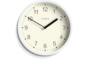 Jones Clocks® The Spin - mały zegar - okrągły zegar ścienny - zegar kuchenny - zegar biurowy - nowoczesny zegar ścienny - 20 cm zegar ścienny (biały)