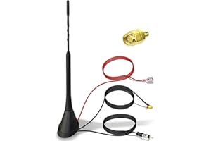 YIEHO Antena samochodowa ze wzmacniaczem AM/FM DAB antena samochodowa uniwersalna antena dachowa samochodowa radio samochodowe DIN SMB SMA antena samochodowa dach o doskonałej jakości odbioru sygnału