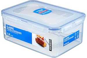 Lock & Lock HPL825 Classic Rectangular Food Container, 2.3L (232 x 165 x 95mm), Clear/Blue