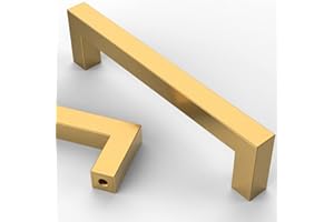 Astrée 10 Pack 128mm Gold Kitchen Handles Cupboard Handles Stainless Steel Kitchen Cupboard Handles Cabinet Handles Gold Handles Cupboard Door Handles Drawer Handles Wardrobe Handles