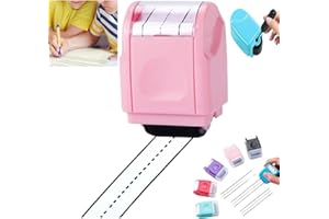 EHOTER Race Track Stamp Roller Car Track Stamp Roller Handwriting Lines Stamp Roller Writing Lines Stamp Roller Dashed Handwriting Lines Practice Roller Stamp Line Road Stamp Roller for Kids (Pink)