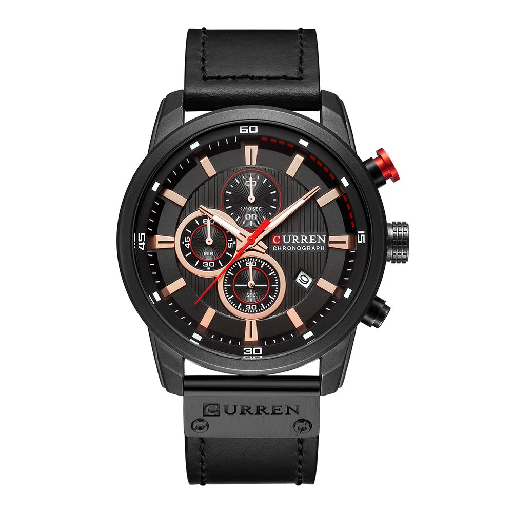 Curren-Herren-Pu-Leder-Sport-Armbanduhr-Lssige-Uhr-Luxus-Wasserdicht-Quarzuhr