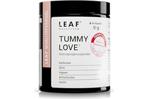 L E A F LEAF TUMMY LOVE Kapseln vegane Nahrungsergänzung mit Kurkuma, Zimt, Ingwer & Artischocke | für deine Körpermitte | 45 Tage (90 Stück) | nachhaltige Verpackung & Made in Germany