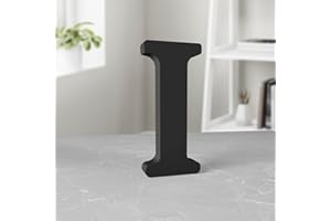 Aruatu 6" Black Wood Letters Unfinished Wood Slices for Wall Decor & Craft Projects