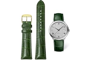 AIYIRUO Correa de Reloj Cuero Correas de Cocodrilo Correas de Cuero Suaves y Duraderas Reemplazan Cadenas de Relojes de Acero Inoxidable Metal Plata Botones de Oro, Hombres y Mujeres (12mm -24mm)