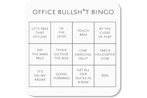 HUXTERS Office Bingo Card Coaster Funny Novelty Gift – Secret Santa and Office Joke Gift for Colleagues – Humourous Drink Coaster with Waterproof Gloss Finish (90 mm x 90 mm)