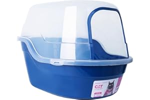 Petphabet Duża kuweta dla kota, szara, 63 x 48 x 43 cm, duża kuweta dla kota z pokrywką bardzo duża kuweta XXL kuweta dla zwierząt domowych granatowa