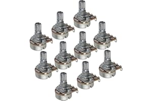 IKN Mini Pots de guitare B250K-ohm linéaire conique grossier moleté arbre fendu 15mm potentiomètres avec baïonnette, 10 pièces