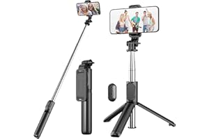 KZOMKZOO Bastone Selfie Treppiede, 4 in 1 Bluetooth con Telecomando Wireless Rimovibile, Mini Stick Estensibile & Treppiedi Stabile per Gopro/iPhone/Samsung, 4.7-6.7 Pollici Smartphone