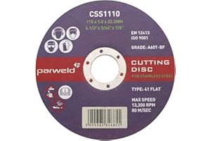 (PACK OF 50) PARWELD 115 x 1mm Thin metal cutting discs for mild steel & stainless (4.5" discs)