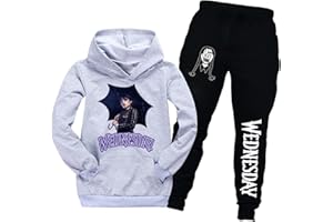 DROLA Kids Wednesday Hoodie and Pant Set,2pcs Set survêtement avec capuche sets pulls pour enfants garçons et filles