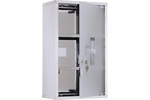 OUTSUNNY HOMCOM Armadietto medicinali 50x30x18cm Cassetta mobile bagno primo soccorso in acciaio inox con serratura