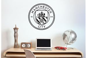 BEAUTIFUL GAME Manchester City Football Club Official One Colour Crest Wall Sticker (60cm, Black)