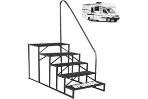 ‎FRUYYZL 5 Stufen Trittstufe mit Griff, RV Trittleiter|Poolleitern|Stufen im Freien Haustiertreppe, Standtreppe Hocker Kinder aus Stahl Max 300kg, Haushaltsleiter für Spa/Hof/Mobile Home (5 Stufen)