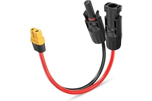 YAODHAOD XT60 kabel solarny, wtyczka do XT60, kabel adapterowy, 12AWG, 15 cm, XT60, kabel zasilający na wtyczce solarnej do przenośnej elektrowni i generatora solarnego, panel słoneczny (2 mm², Solar