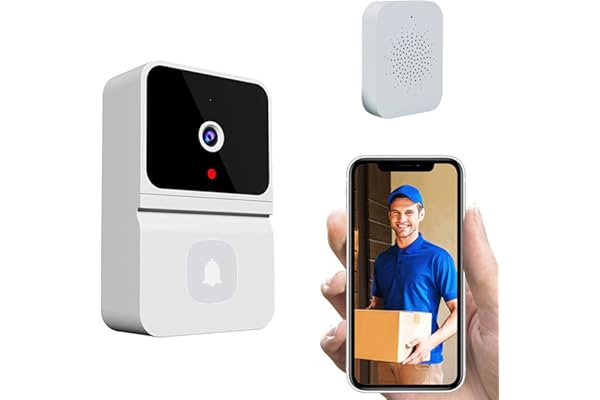 Sunydog Sonnette sans Fil avec Caméra, Vidéo sans Fil Caméra Sonnette Intelligente avec Vision Nocturne 480p Stockage Audio Bidirectionnel en Nuage Alimenté par Batterie Contrôle D'application Tuya