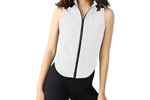 HomyComy Veste de Sport Femme Sans Manches Veste de Yoga Femme Entièrement Zippé Séchage Rapide Veste de Course pour Yoga Fitness Jogging