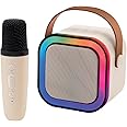 Global Gizmos 54959 Mini Karaoke Machine with Wireless Microphone/Wireless Portable Bluetooth Speaker/Multi-Coloured LED Lights