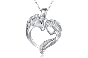 yiwaxice Horse Necklace for Girls Silver Love Heart Pendant Jewelry Birthday Christmas Gifts for Girlfriend Wife Mom Daughter Granddaughter Niece 18"