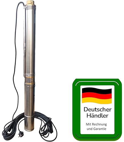 CHM GmbH® Diepbronpomp, 3,5 inch, 550 W, 5000 l/u, 5,2 bar, druk 5,2 bar, met 20 m kabel, compatibel met 5% zand