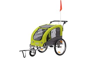 zoomundo Remorque Vélo Convertible Jogger 3en1 pour Animaux Amortisseur Transport en Vert - Lucky