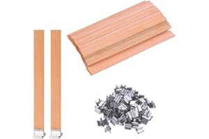 PBAHAUP Kerzendocht aus Holz, 50 Stück Kerzendochte mit 25 Stück Eisenständer, Zuschneidbare Kerzendochte aus Holz, Kerzen Machen Holzdocht für DIY Kerzenherstellung Handwerk, Mehrfarbig, 13 * 130 * 0.5 MM